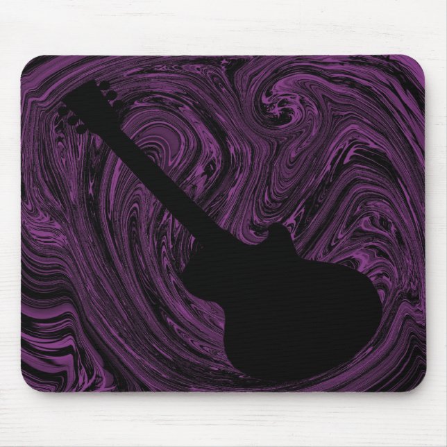 Abstract Swirls Guitar Mousepad, Purple Mouse Pad (Front)