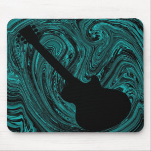 Abstract Swirls Guitar Mousepad, Teal Mouse Pad