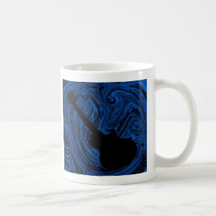 Abstract Swirls Guitar Mug, Blue Coffee Mug