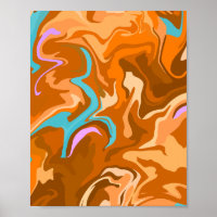 Abstract Swirls in Orange, and Light Blue