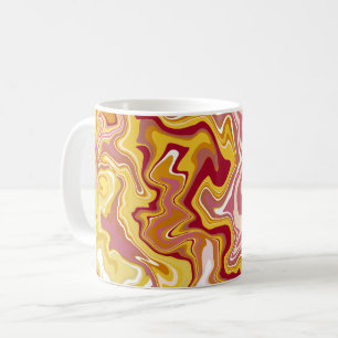 Abstract Swirls in Red, Yellow, pink, & White Coffee Mug