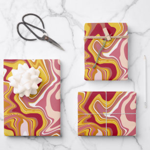 Abstract Swirls in Red, Yellow, pink, & White  Wrapping Paper Sheet