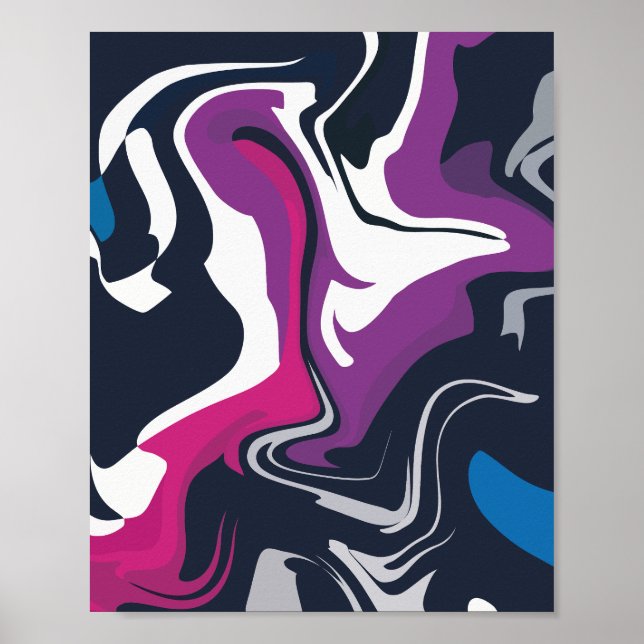 Abstract Swirls of Cool and Bold Colours Poster (Front)