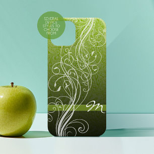 Abstract Swirls on moody green with Monogram Case-Mate iPhone 14 Case
