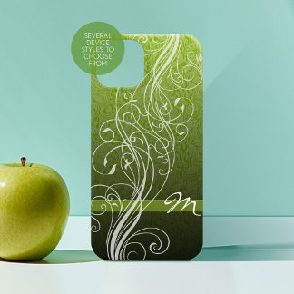 Abstract Swirls on moody green with Monogram Case-Mate iPhone 14 Case