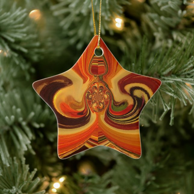 Abstract Swirls with Teardrop Centre Art Print Ceramic Ornament (Tree)