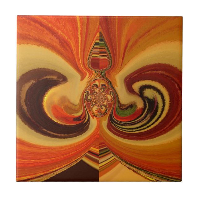 Abstract Swirls with Teardrop Centre Art Print Ceramic Tile (Front)