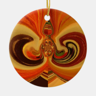 Abstract Swirls with Teardrop Centre Art Print Ceramic Tree Decoration