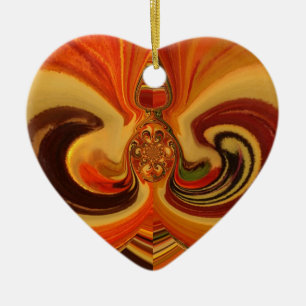 Abstract Swirls with Teardrop Centre Art Print Ceramic Tree Decoration