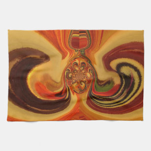 Abstract Swirls with Teardrop Centre Art Print Tea Towel