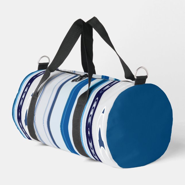 Abstract Symphony in Blue 5 (Vertical Lines) Duffle Bag (Left Corner)