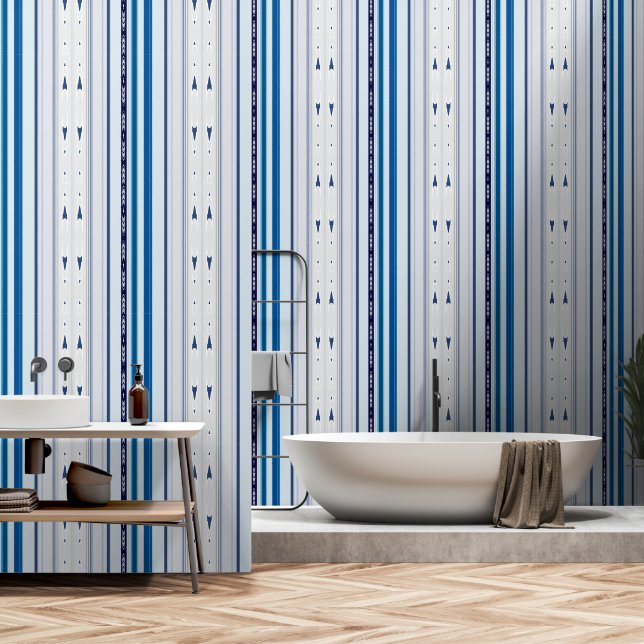 Abstract Symphony in Blue 5 (Vertical Lines) Wallpaper (Bathroom)