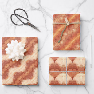 Abstract Tan And Brown Wavy Pattern Wrapping Paper Sheet