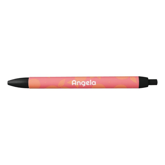 Abstract tangerine pattern pink and orange  black ink pen (Front)