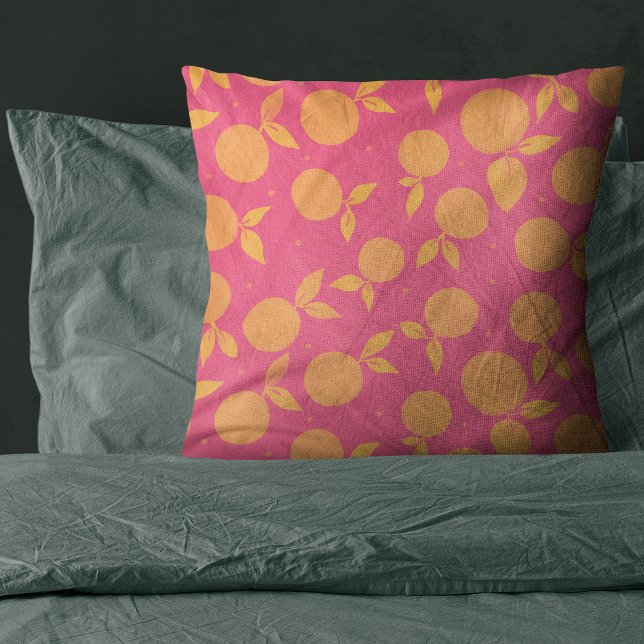 Abstract tangerine pink and yellow pattern cushion (Creator Uploaded)