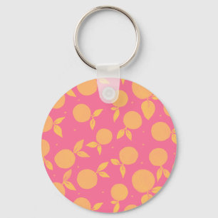 Abstract tangerine pink and yellow pattern key ring
