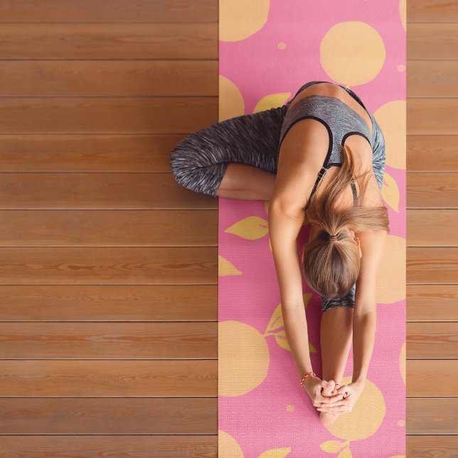 Abstract tangerine pink and yellow pattern yoga mat (Creator Uploaded)