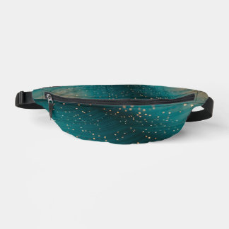Abstract Teal and Gold Particle Wave Bum Bags