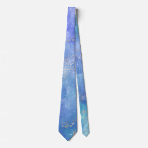 Abstract Teal Blue Starry Night Sky Tie