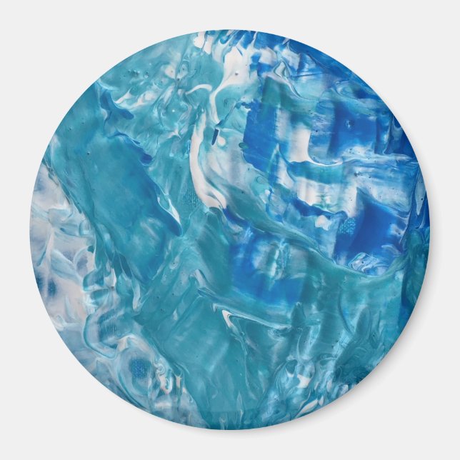 Abstract Teal Blue White  Magnet (Front)