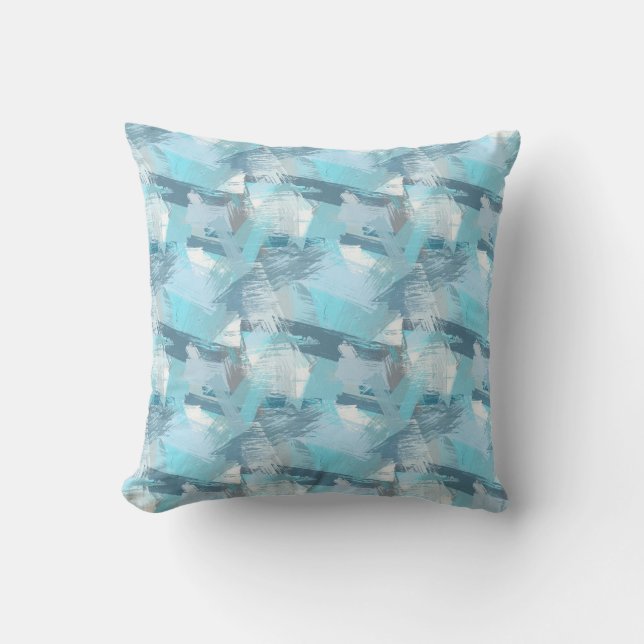 Abstract teal brush strokes pattern. cushion (Front)