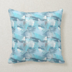 Abstract teal brush strokes pattern. cushion
