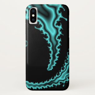 Abstract teal on black fractal iPhone x case