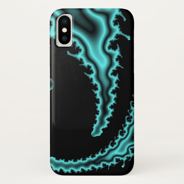 Abstract teal on black fractal Case-Mate iPhone case (Back)