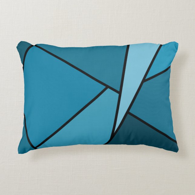 Abstract Teal Polygons Decorative Cushion (Front)