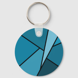 Abstract Teal Polygons Key Ring