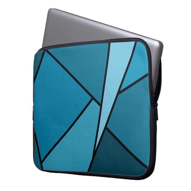 Abstract Teal Polygons Laptop Sleeve (Front Left)