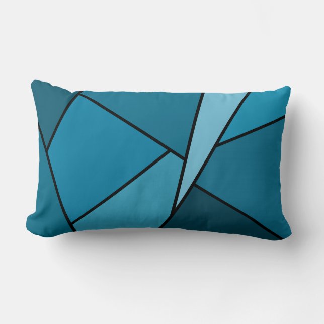 Abstract Teal Polygons Lumbar Cushion (Front)