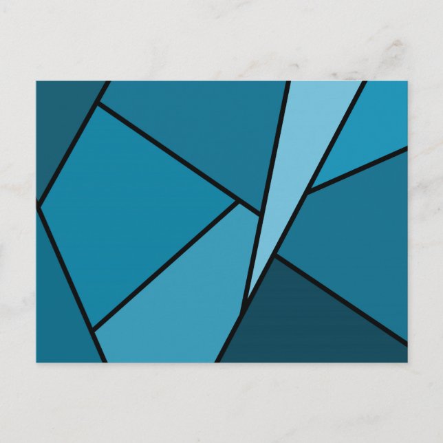 Abstract Teal Polygons Postcard (Front)