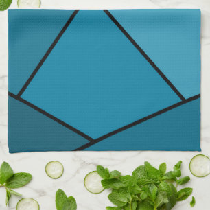 Abstract Teal Polygons Tea Towel