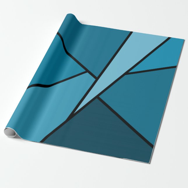 Abstract Teal Polygons wrapping paper (Unrolled)