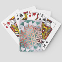 Abstract Teal Rose Gold Watercolor Rosette Pattern