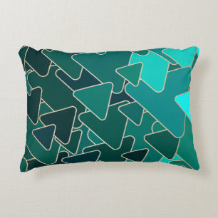 Abstract Teal Triangle Geometric Decorative Cushion