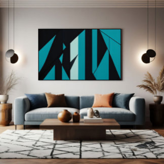 Abstract Teal Turquoise Black Design Poster