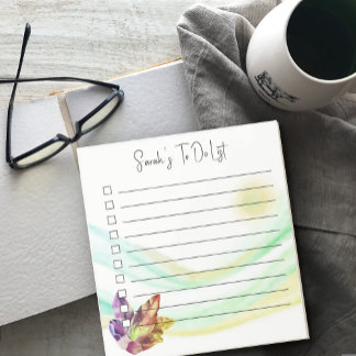 abstract teal watercolor to do list floral notepad