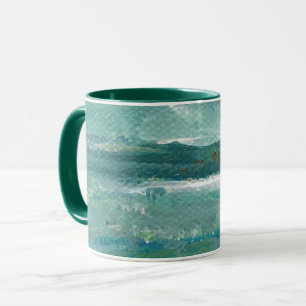 Abstract Teal Waves Art Mug