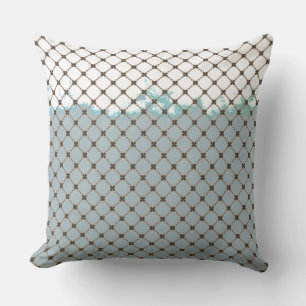 Abstract Teal, White, Bronze Pattern Cushion