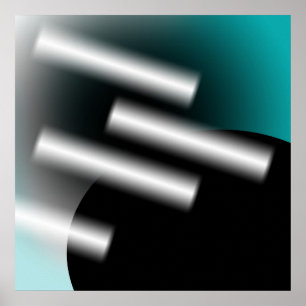 Abstract Teal with Rays of Light AP0005 Poster