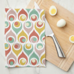 Abstract Teardrop Shapes Mid Century Pattern Tea Towel<br><div class="desc">This fun and colourful teardrop shapes mid century modern inspired kitchen towel is perfect for adding a pop of turquoise,  red,  yellow,  pink,  and cream to your kitchen.</div>