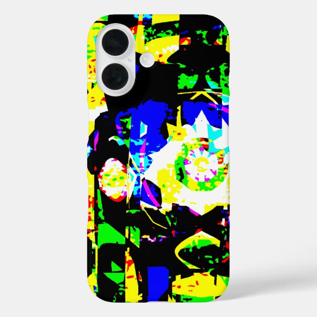 Abstract Techno Graphic Neon Noise Artwork MSG Case-Mate iPhone Case (Back)
