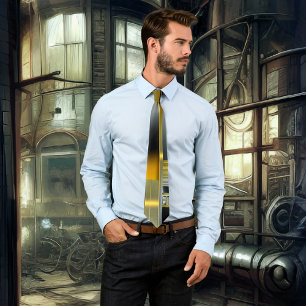 Abstract Techno Metallic Fractal Tie