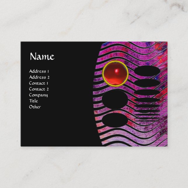ABSTRACT TECHNO MONOGRAM red ruby Business Card (Front)