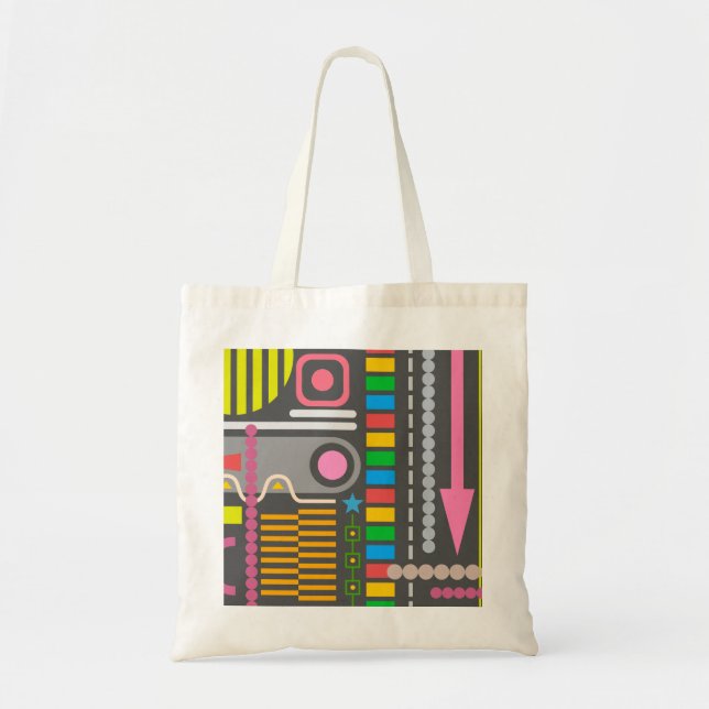 Abstract Technology Control Panel Pattern Tote Bag (Front)