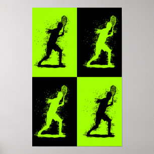 Abstract Tennis Player - Watercolor style - Green Poster