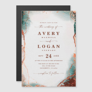 Abstract Terra Cotta Magnetic Wedding Invitation