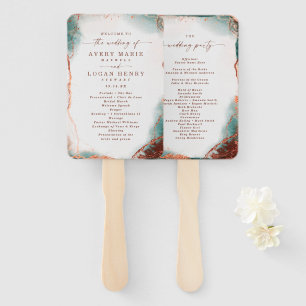 Abstract Terra Cotta Wedding Ceremony Program Hand Fan